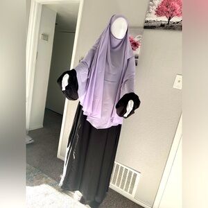 Three layers khimar with lantern sleeve Arabian dress😍niqab jilbab scarf abaya